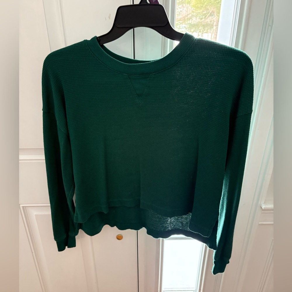 Forever 21 knit long sleeve crop top - Size L dark green